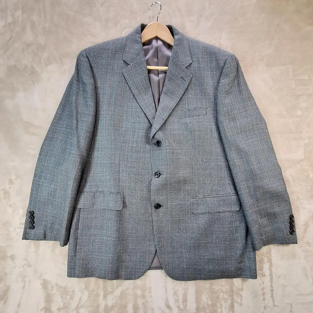 Lauren Ralph Lauren Sport Coat Mens 44R Gray Wool Check Double Vent 3 Btn Tweed